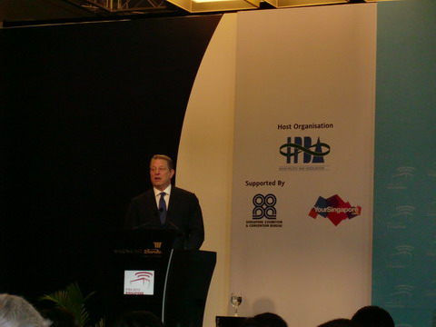 The former vice president of United States Albert Gore was giving a speech